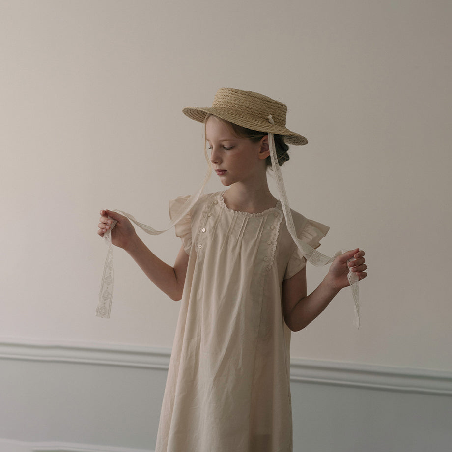 女童米粉色棉连衣裙