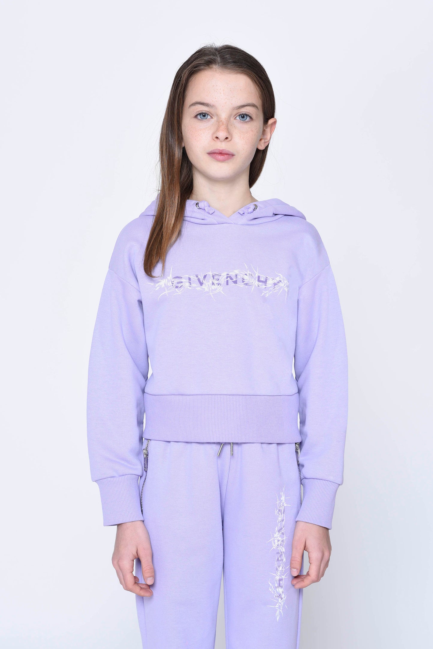 女童浅紫色Logo棉卫衣