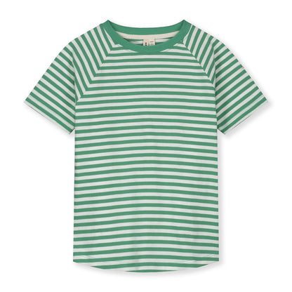 女童绿色条纹棉T恤