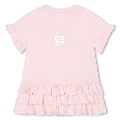 女婴粉色Logo棉连衣裙