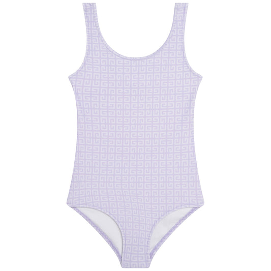 女童浅紫色Logo泳衣