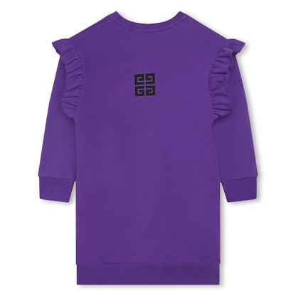 女童紫色Logo棉连衣裙