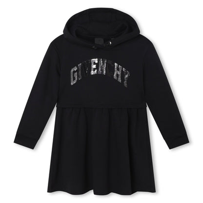 女童黑色Logo棉连衣裙