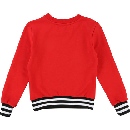 Girls Red Logo Cotton Sweatshirt