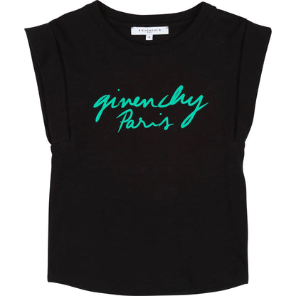 Girls Black Cotton T-shirt