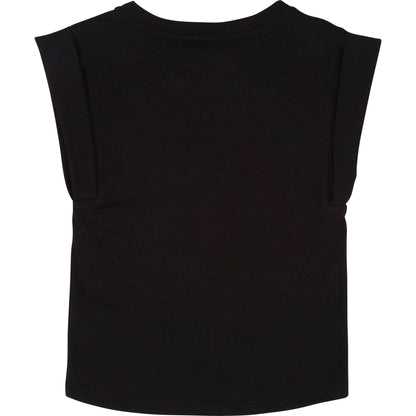 Girls Black Cotton T-shirt