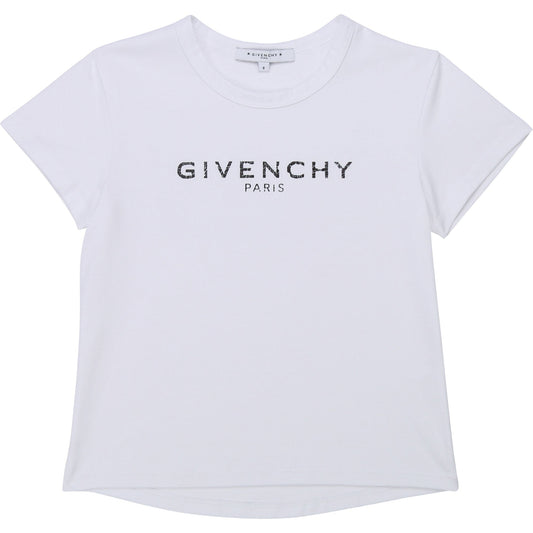 Girls White Logo Cotton T-Shirt