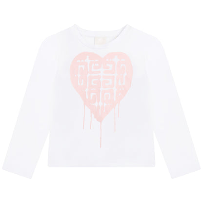 女童白色Logo棉T恤