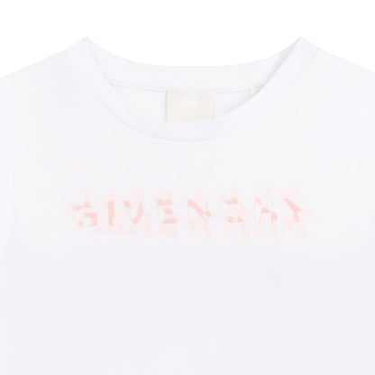 女童白色Logo棉T恤