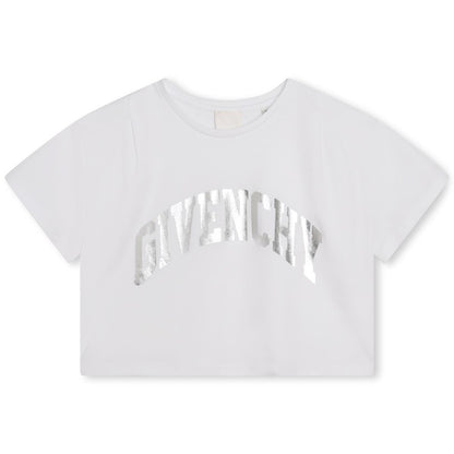 女童白色Logo棉T恤