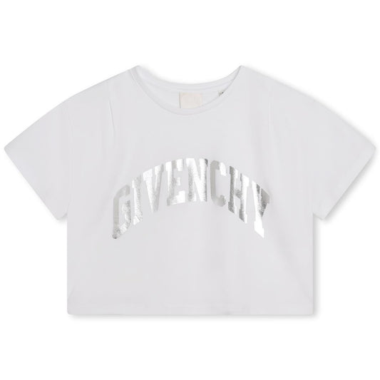 女童白色Logo棉T恤