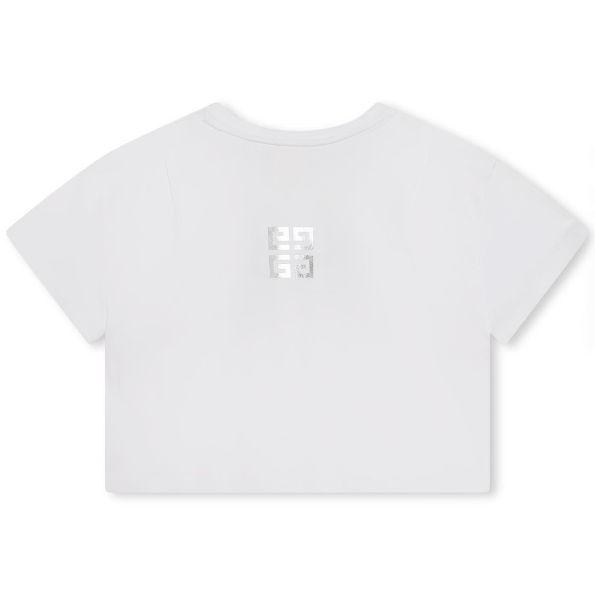 女童白色Logo棉T恤