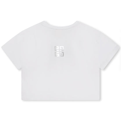 女童白色Logo棉T恤