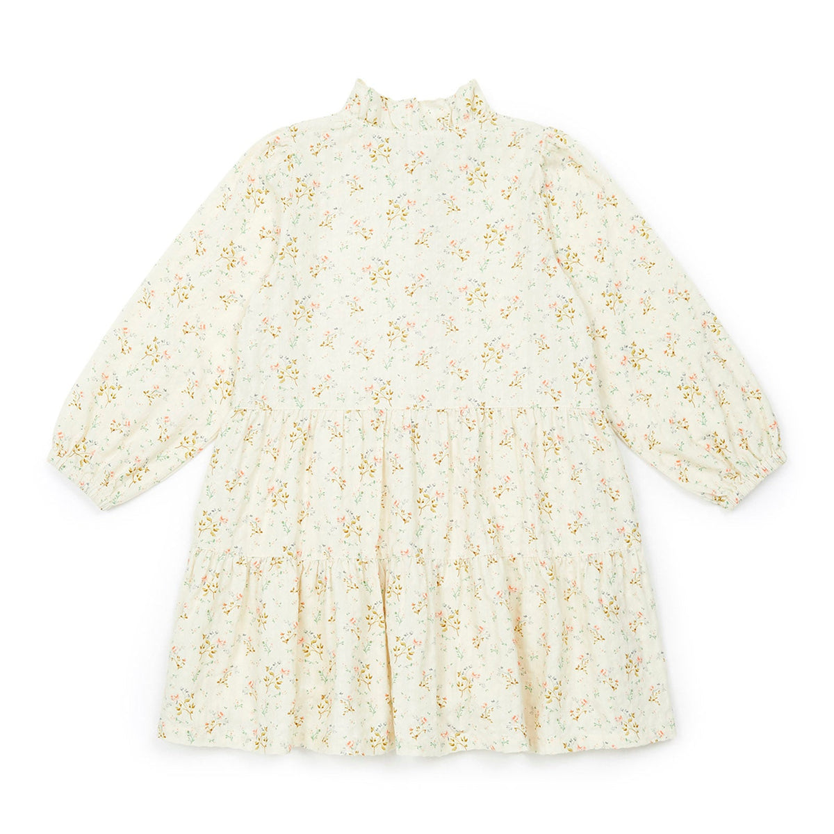 女童白色碎花棉连衣裙