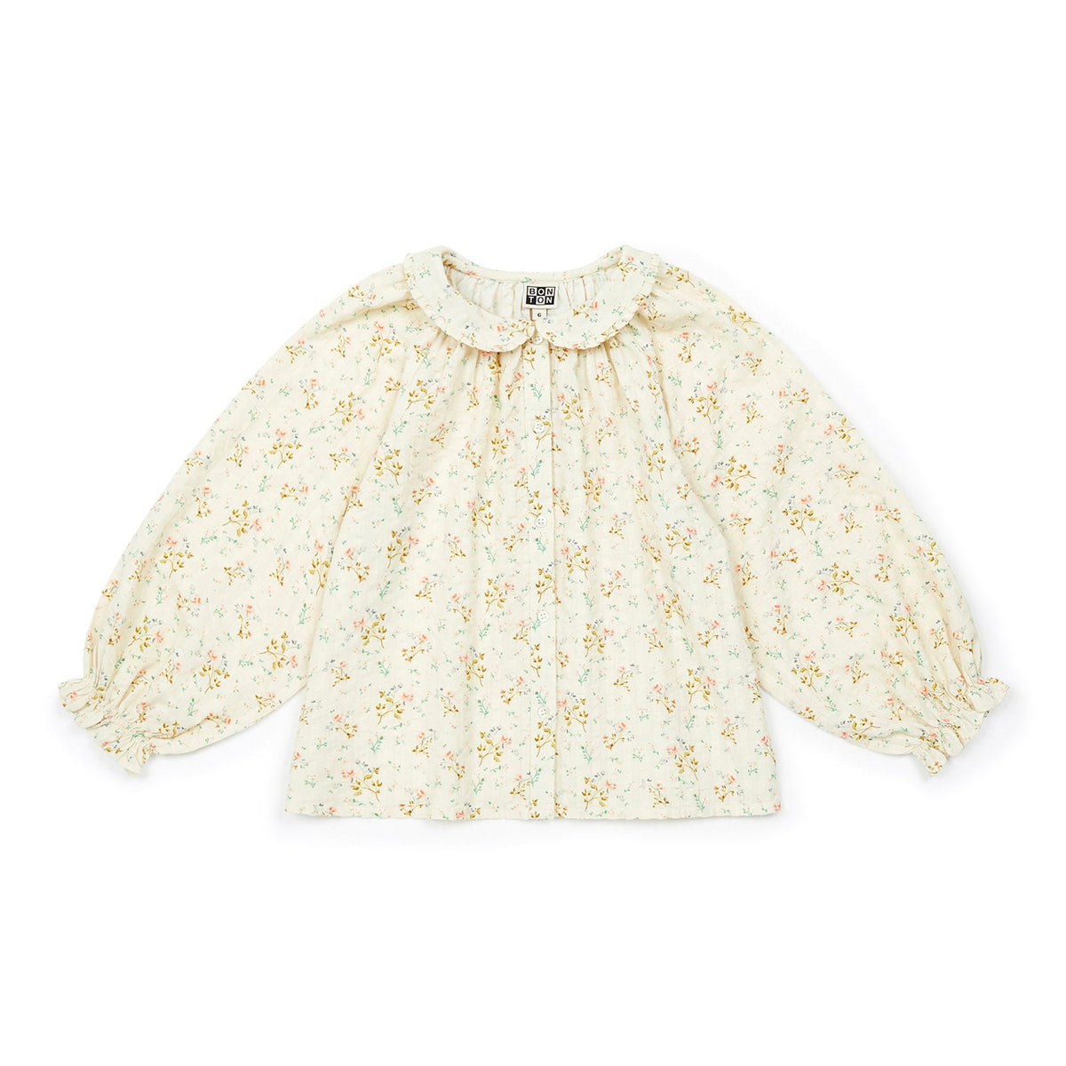 女童白色碎花棉衬衫