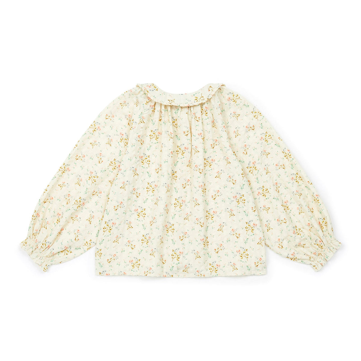 女童白色碎花棉衬衫