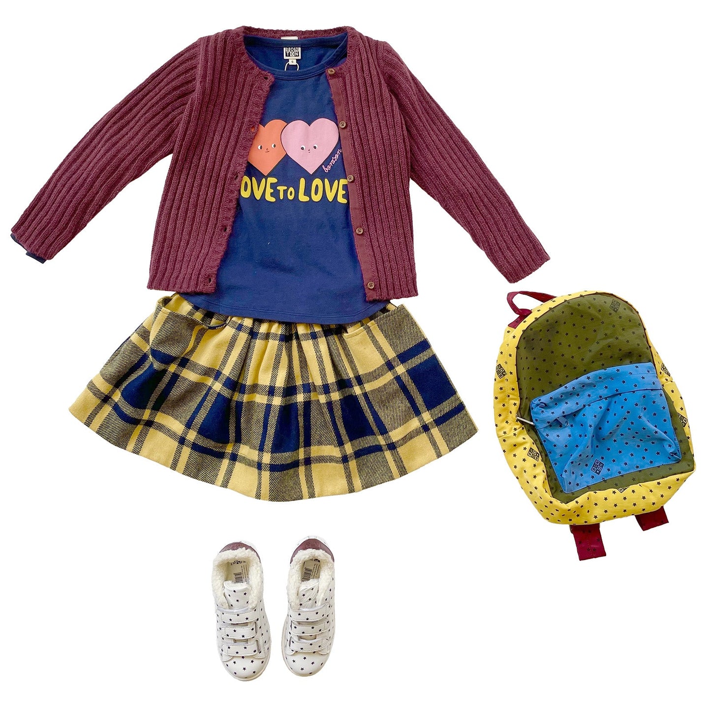 女童藏青色印花棉T恤