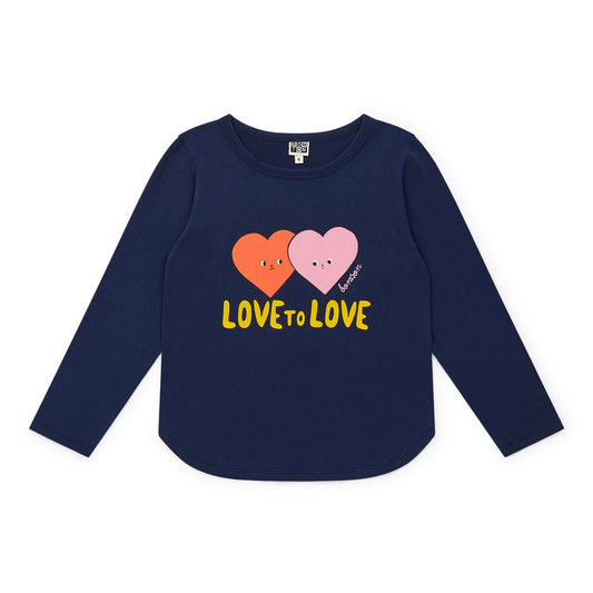 女童藏青色印花棉T恤