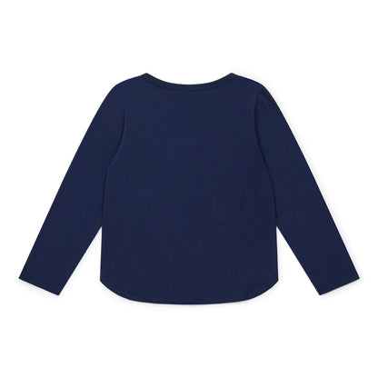 女童藏青色印花棉T恤