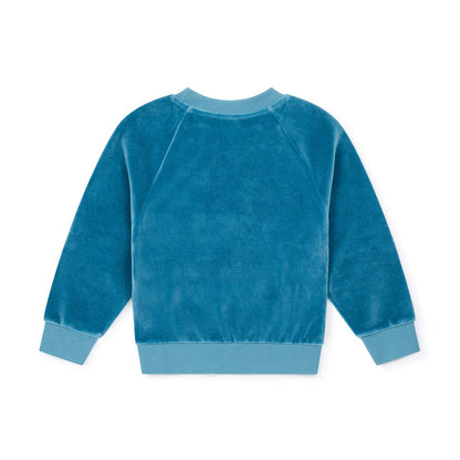 女童蓝色丝绒卫衣