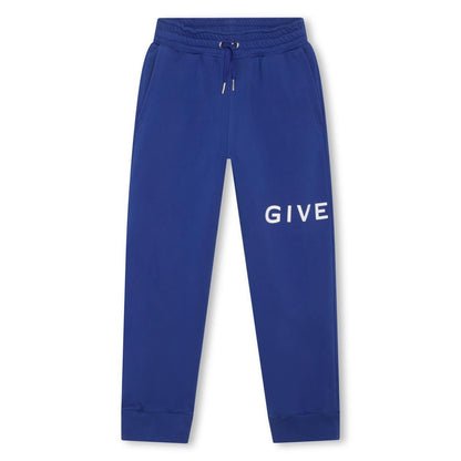 男童蓝色Logo棉长裤
