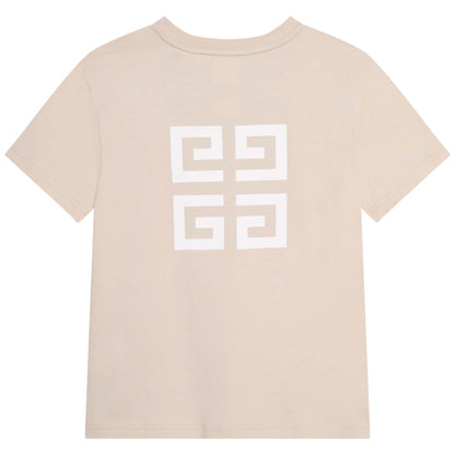男童米色Logo棉T恤