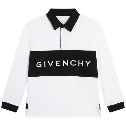 男童白色Logo棉Polo衫