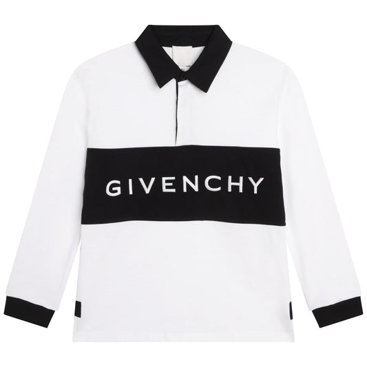 男童白色Logo棉Polo衫