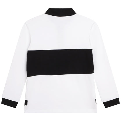 男童白色Logo棉Polo衫