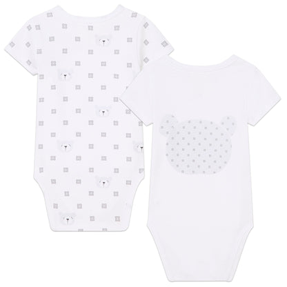 婴儿白色棉连体衣套装(2件)