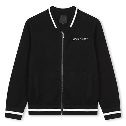 Boys Black Cotton Zip-Up Jacket