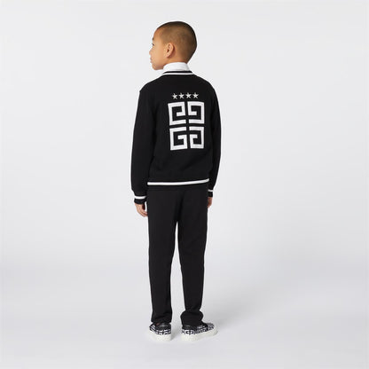 Boys Black Cotton Zip-Up Jacket
