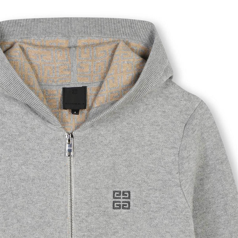 Boys Grey Cotton Zip-Up Top