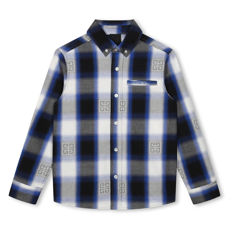 Boys Blue Check Cotton Shirt