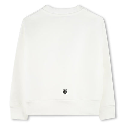 女童白色Logo棉卫衣