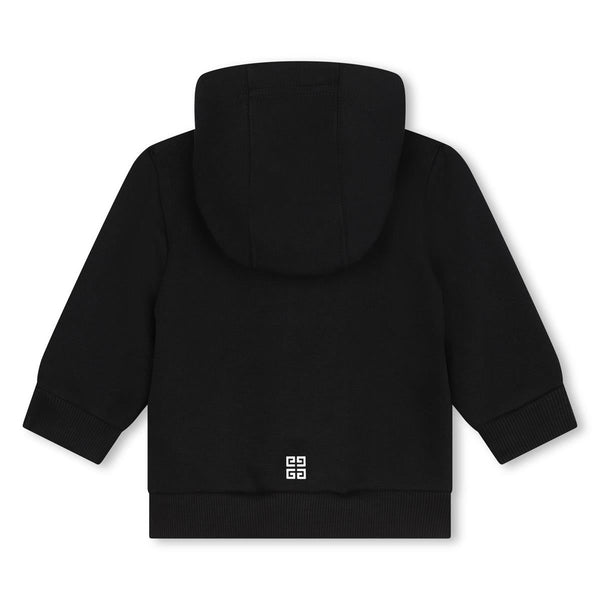 Baby Boys Black Cotton Zip-Up Top