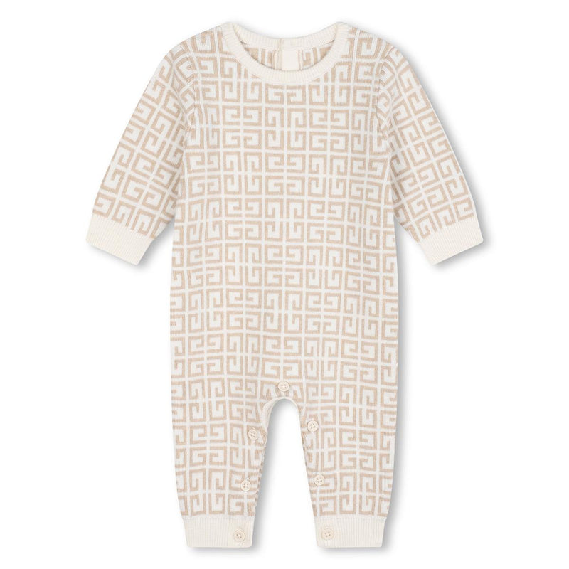 Baby Boys & Girls Beige Cotton Babysuit Set