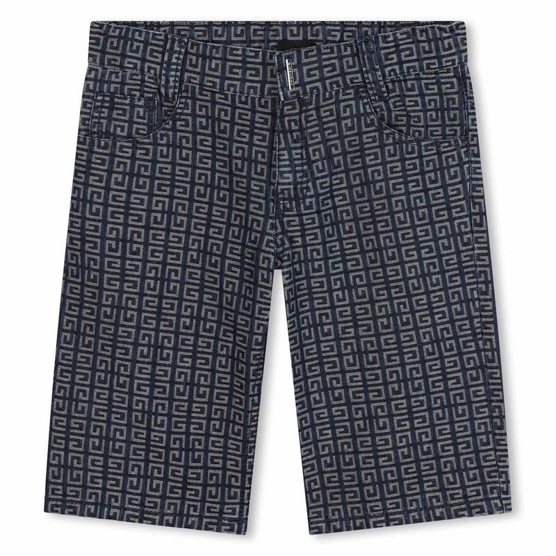 Boys Dark Blue Logo Cotton Shorts