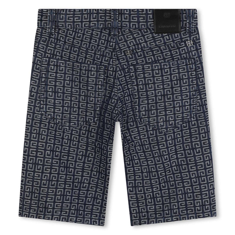 Boys Dark Blue Logo Cotton Shorts