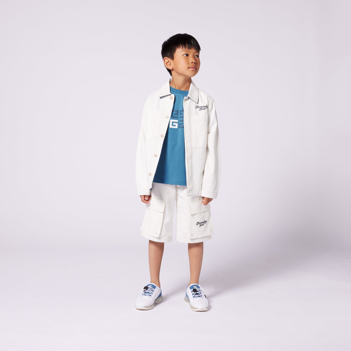 男童米白色棉衬衫