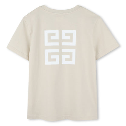 儿童米色Logo棉T恤