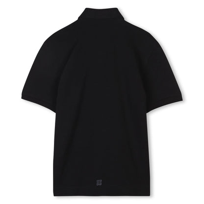 男童黑色印花Logo棉Polo衫