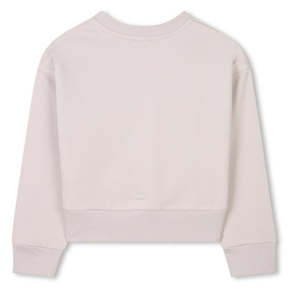 女童米色Logo棉卫衣