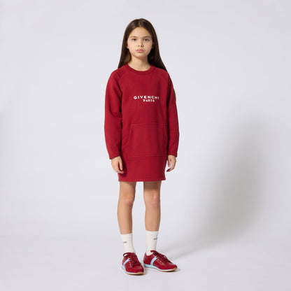 女童红色Logo棉连衣裙