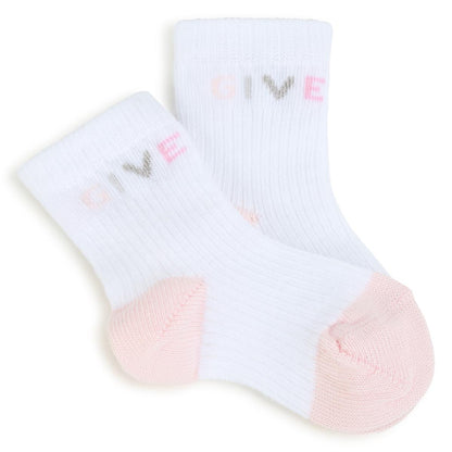 男婴粉色Logo棉袜(2件)