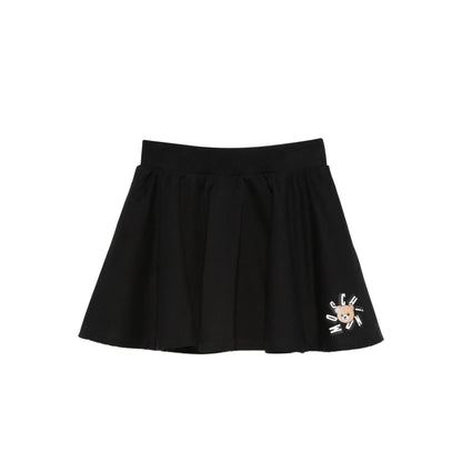 女童黑色小熊印花棉短裙