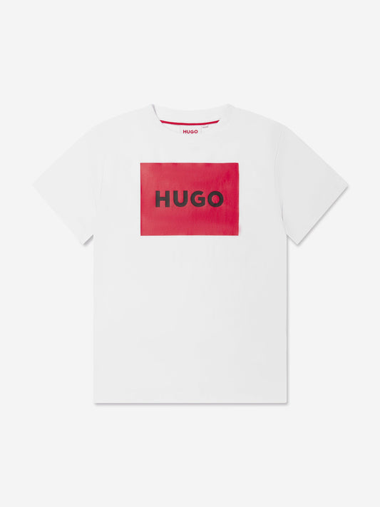 Hugo Boys 白色方形徽标 T 恤