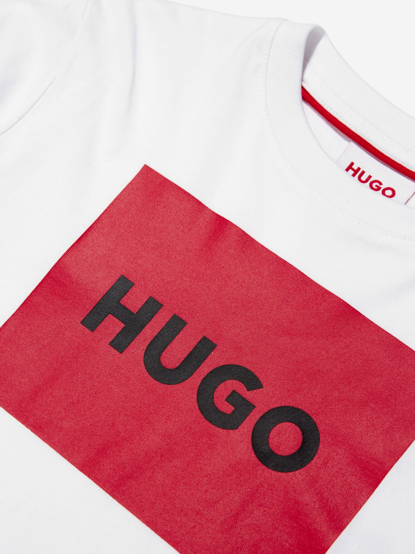 Hugo Boys 白色方形徽标 T 恤