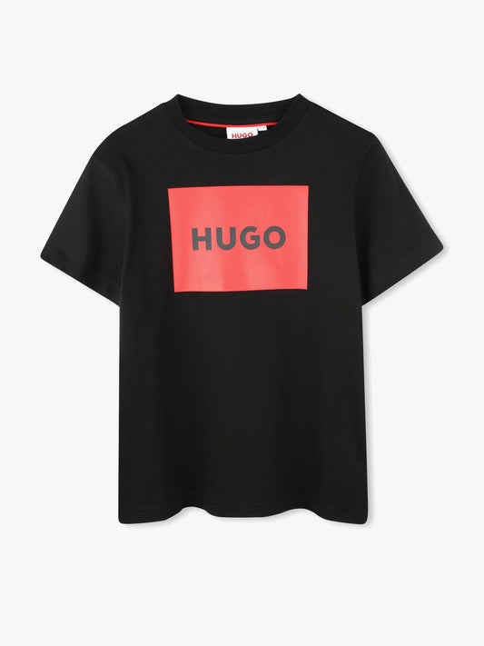 Hugo Boys 徽标印花 T 恤（黑色）