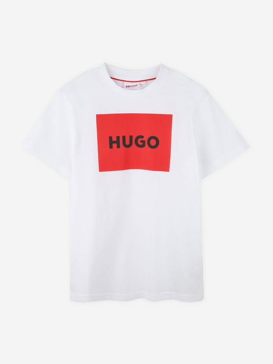 Hugo Boys 白色徽标印花 T 恤